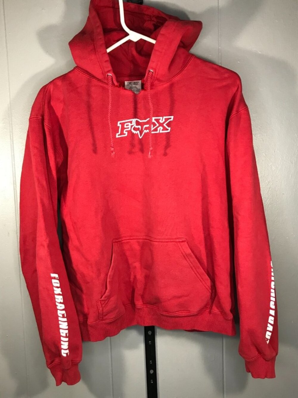 Vtg Y2K Fox Racing Hoodie Women's M Logo Red Pullover Long Sleeve Pockets